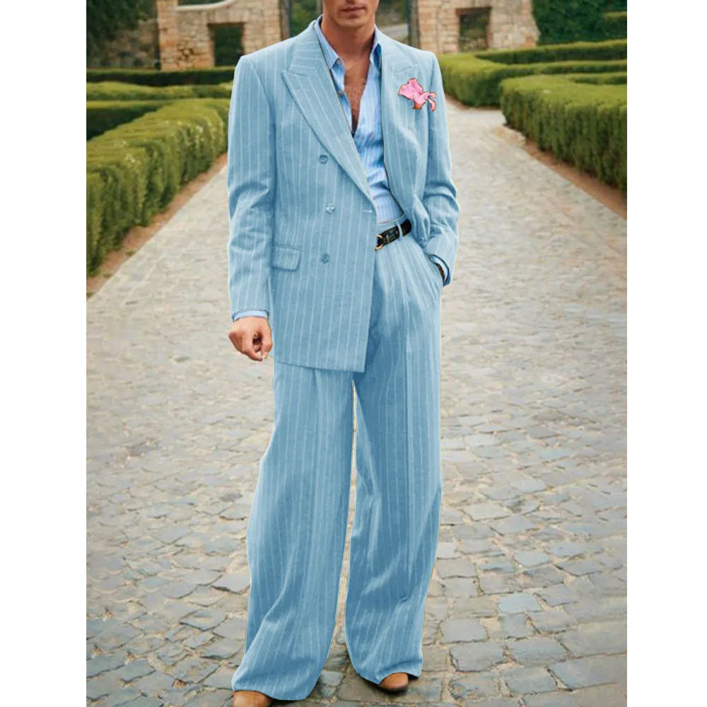 Men's Striped Suit Two Piece Suit Elegant Fashion Suit Casual Fashion Work Wear Party Dress Men's Commuter Wear Men's Clothing