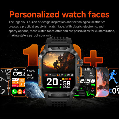 2026 New 1200 mAh Battery Military Smartwatch Men 5ATM Waterproof Fitness Tracker Health Heart Rate Smart Watch For iOS Android