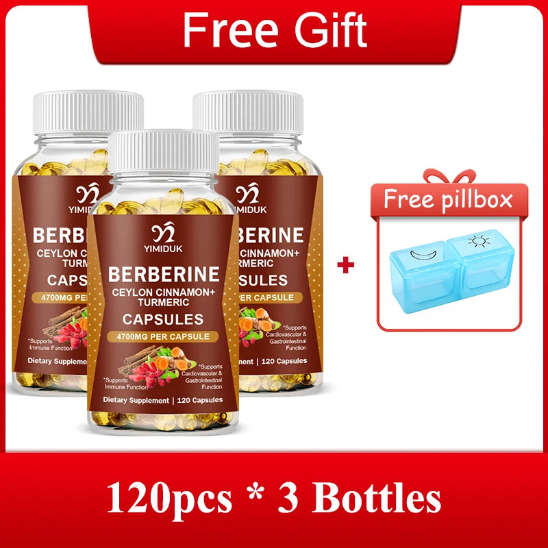 Yimiduk Berberine Capsules, with Ceylon Cinnamon, for Weight Management Aid, Cardiovascular & Gastrointestinal & Brain Function