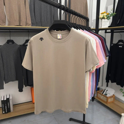 High end sports men's round neck short sleeved T-shirt brand embroidered top summer new 100% cotton comfortable casual T-shirt