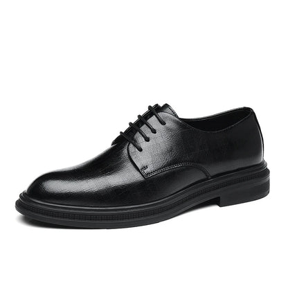Mens Black Vintage Genuine Leather Lace Up Formal Business Office Groom Wedding Daily Wear Dress Shoes Simple British Style