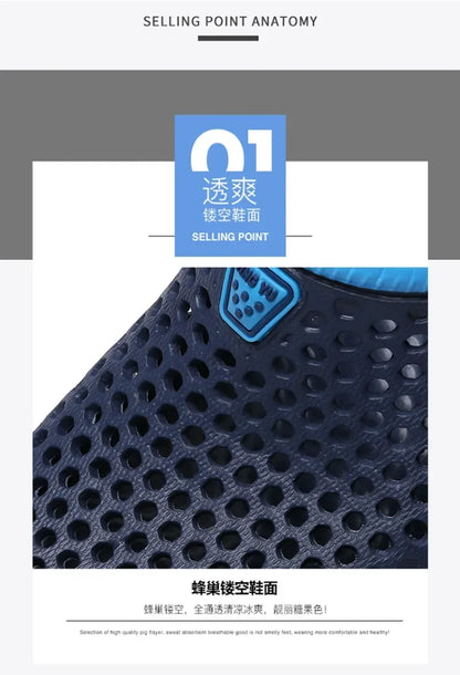 Men's Summer Sandals Clogs Casual Round Toe Slip on Outdoor Geometric Pattern Anti-slip Beach Hole Shoes Plus 46 47 Men Slippers