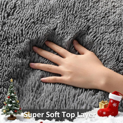Area Rugs 9x12 Living Room, Large Grey Bedroom Carpet, Big Shag Indoor Thick Soft Rug, Fluffy Carpets for Home Decor Aesthetic