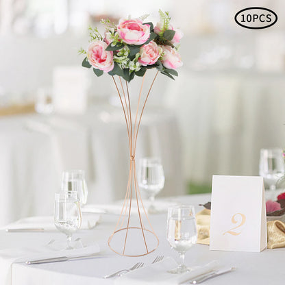 10pcs Golden Vase 80cm for Table Wedding, 31.5inch Metal Wedding Centerpieces Vase, Flower Road Lead Stand Stackable