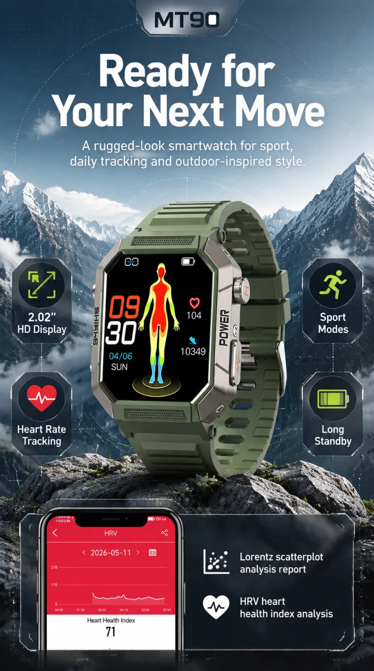 2026 New 2.02" Smart Watch Professional ECG & PPG Health Monitor Bluetooth Call GPS Track Recorder IP68 Waterproof for Men Women