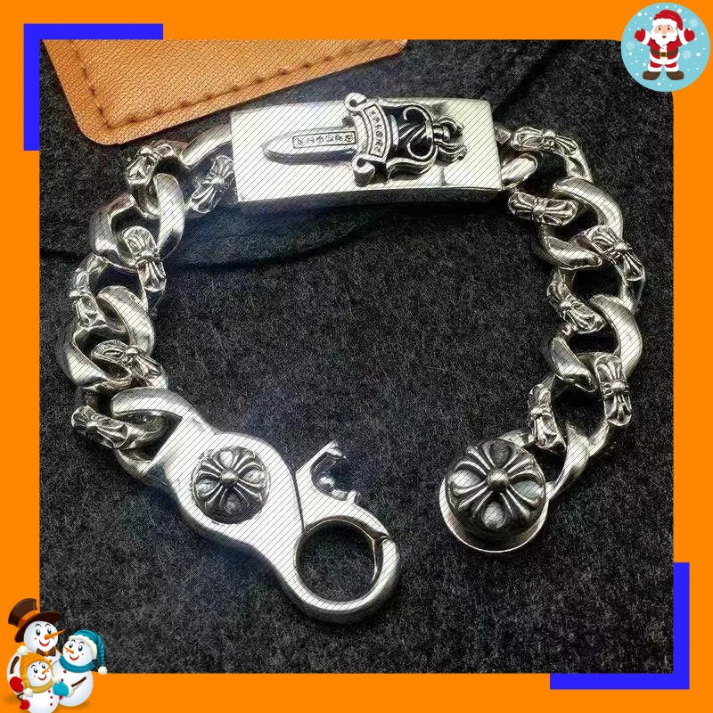 Bracelet Punk Cross Full Flower Domineering Old Sword Hip Hop Rock Fashion Thick Bracelet Men's