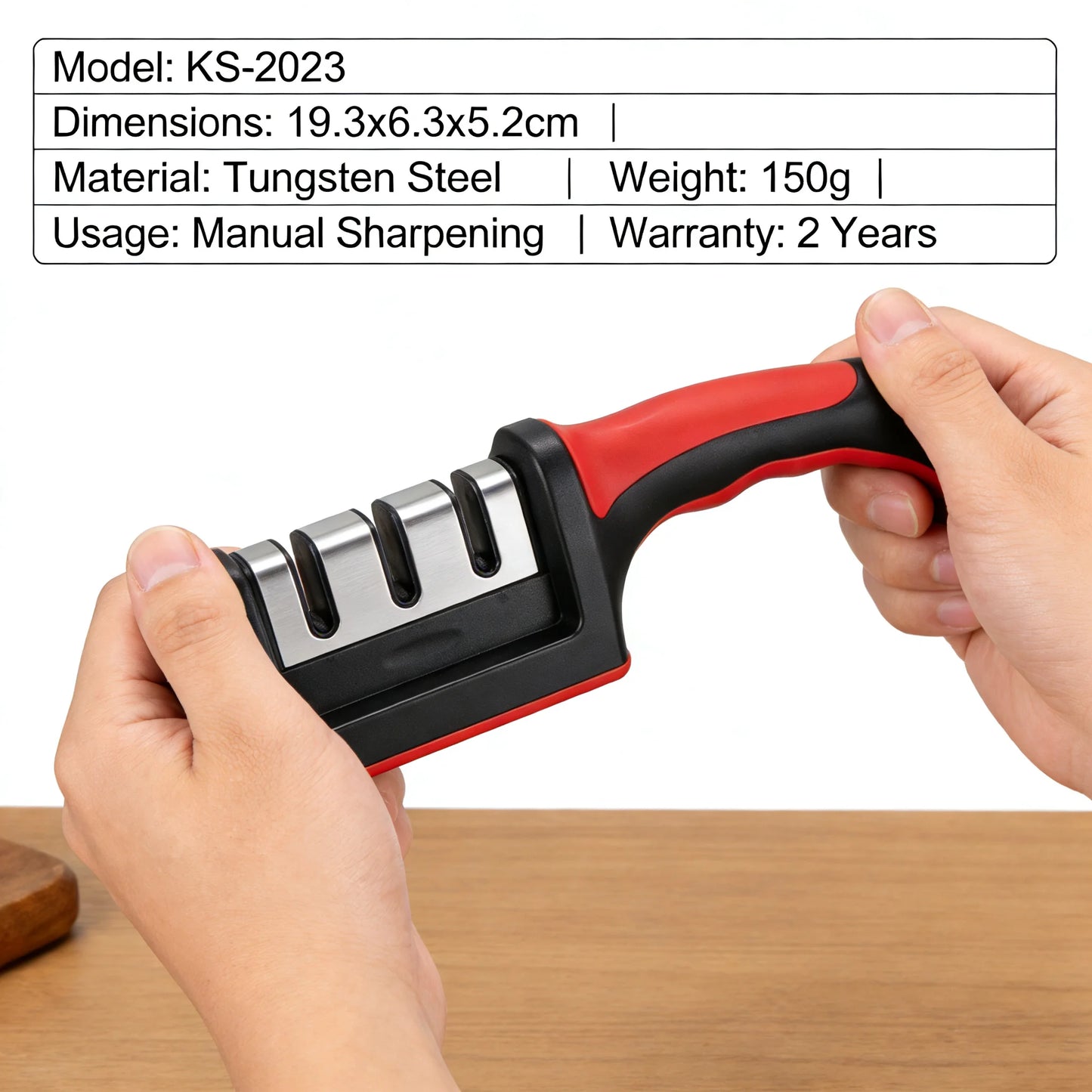 Ergonomic 3 Stage Manual Knife Sharpener Non-Slip Handle Kitchen Knife Sharpening Tool for Home Cooking