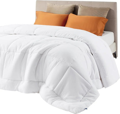 Comforter Duvet Insert - Quilted Comforters Queen Size, All Season Duvet, GentleSoft Down Alternative Bedding Blanket, with 8 Tabs, Gifts for Women/Men, White, Queen 88 x 88 Inches