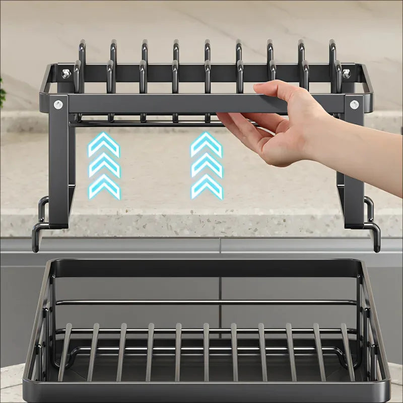 Stainless Steel Dish Drying Rack with Drainboard, Over Sink Plate Organizer for Kitchen Storage