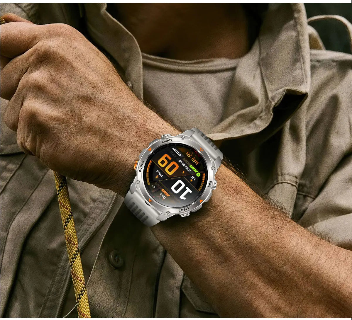 HT37 T-Rex 3 Pro Military GPS Smart Watch Waterproof Dual-band GNSS Compass Altimeter Swim 170 Sports Mode Watch with Flashlight