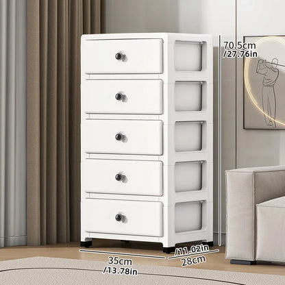 Mobile Multi-Layer Drawer Storage Cabinet,Large Capacity Bedside Table with Wheels for Bedroom/Kitchen/Living Room