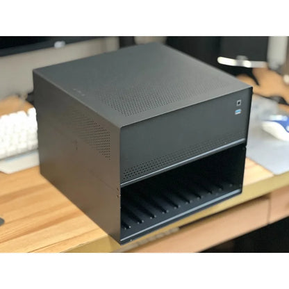 N10 NAS Case - 10+2 Bay Hot Swap, Supports MATX Board & 1U PSU, 4 PCI-E Slots, Aluminum Chassis for Storage