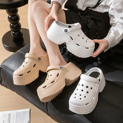 Chunky Platform Clogs Sandals for Women 2024 Summer Non-Slip Beach Slippers Woman Thick Bottom Eva Wedges Sandles Garden Shoes