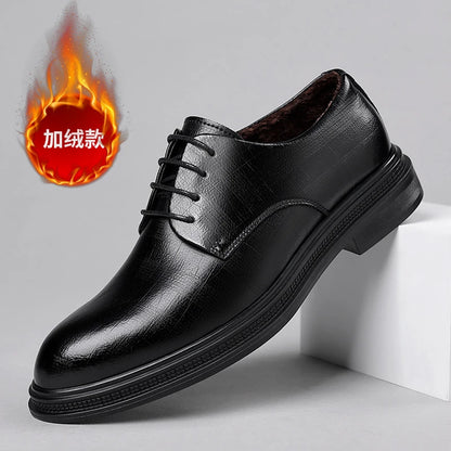 Mens Black Vintage Genuine Leather Lace Up Formal Business Office Groom Wedding Daily Wear Dress Shoes Simple British Style