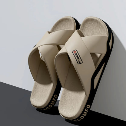 Men's Outdoor Fashion Sandals-Cross Strap Open Toe Slide Sandal,Non-Slip Bath Shower Slippers,Beach Shoes for Swimming & Walking