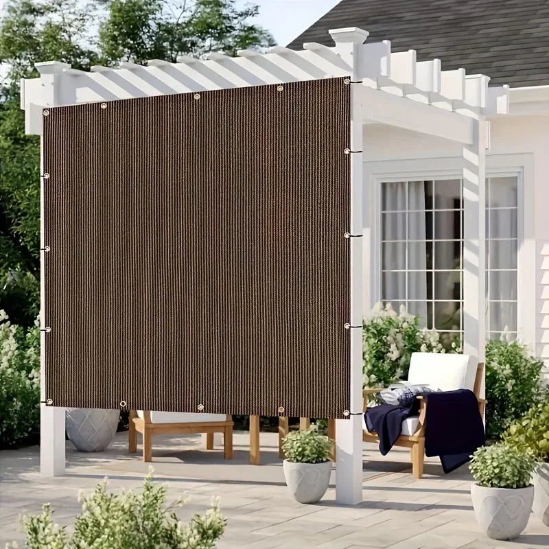 1pc 2*3/3*4m UV Protection Brown PE Shade Cloth - Durable Outdoor Sun Netting with Grommets for Travel, Picnics & Poolside