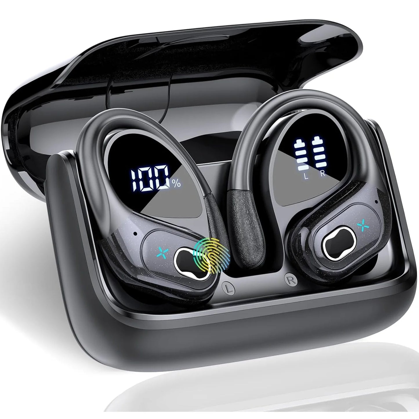 Wireless Earbuds 5.4 Bluetooth Headphones Sports Ear Buds with Earhooks 75H Playtime Wireless Headphones for Workout Waterproof