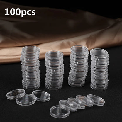 100Pcs 16-40mm Transparent Round Coin Storage Box Capsules Collection Coin Holder Containers Coin Capsule Case Supplies Gifts