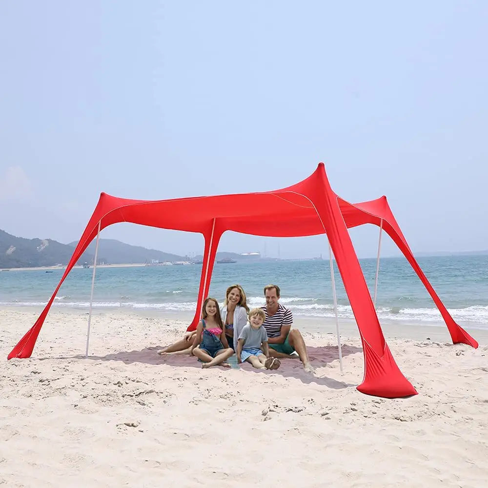 Family Beach Canopy ,Large Beach Sunshade Tent with Stability Poles,UPF50+Outdoor Shade for Beach,Camping,Party or Picnics