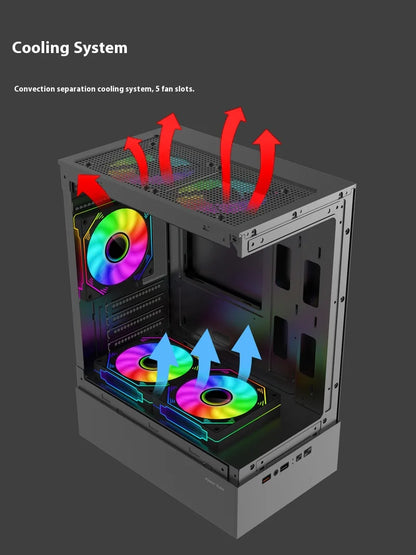 Power Train Illusionary Realm Computer Case M-ATX ITX Seaview Room Side Transparent Desktop Chassis Support 240 Water Cooler
