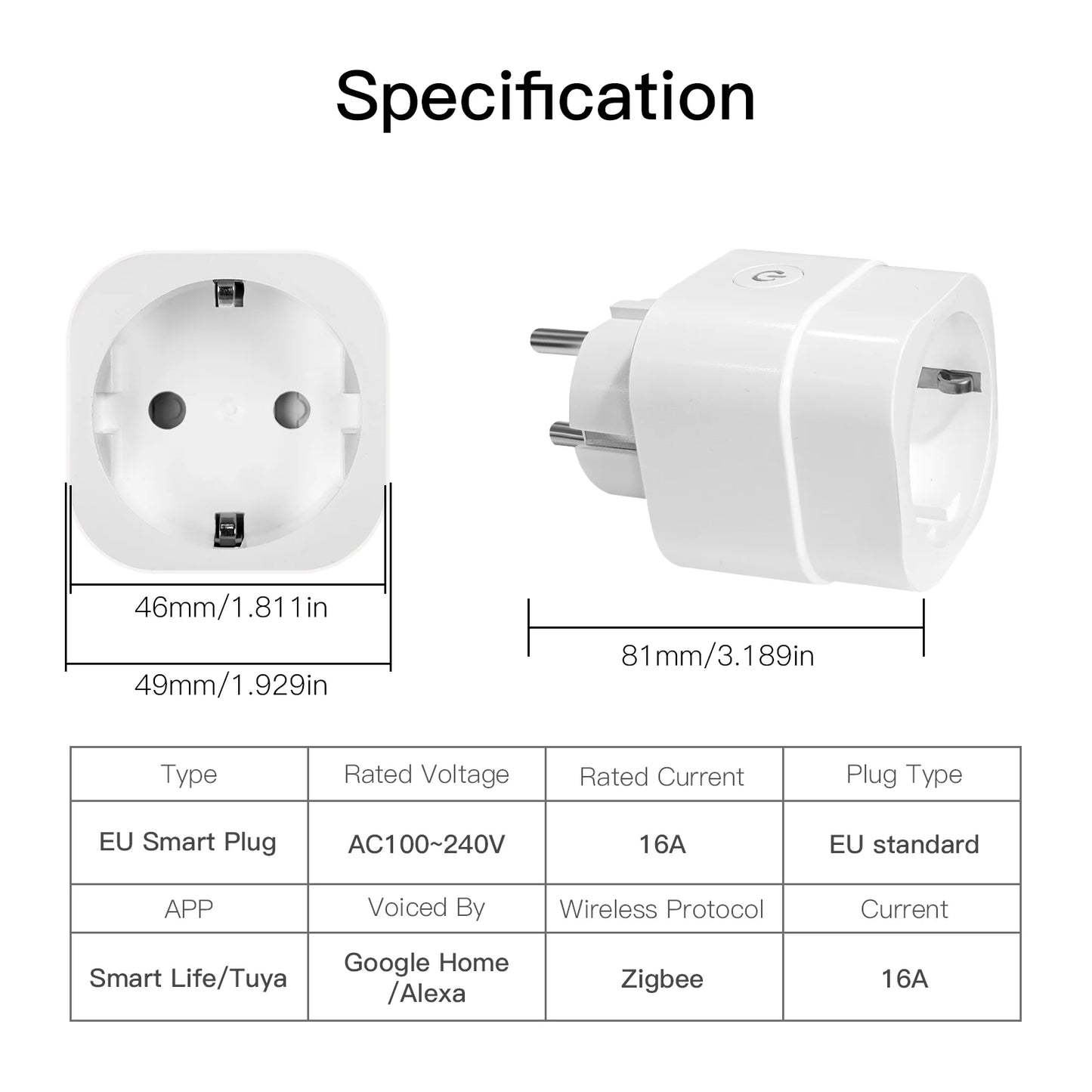 Moes ZigBee Tuya Socket Power Plug 16A Smart APP Wireless Socket Outlet Functional Energy Monitor Timer Alexa Google EU