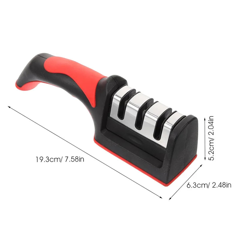 3-Stage Knife Sharpener Set - Diamond & Ceramic Rods for Kitchen, Hunting, Pocket Knives, Fast Edge Repair with Non-Slip Base (B