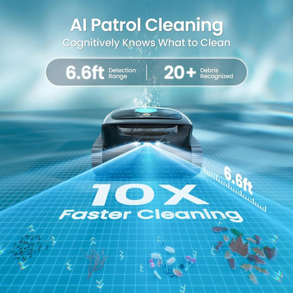 Cordless Robotic Pool Cleaner with Wireless Charging Dock, Smart Waterline Parking, Custom