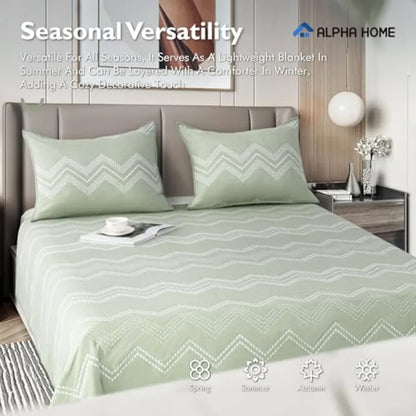 Lightweight Cotton Bedspread Coverlet Set - Breathable Summer Bedding Farmhouse Chic Design True-to-Size Queen/King