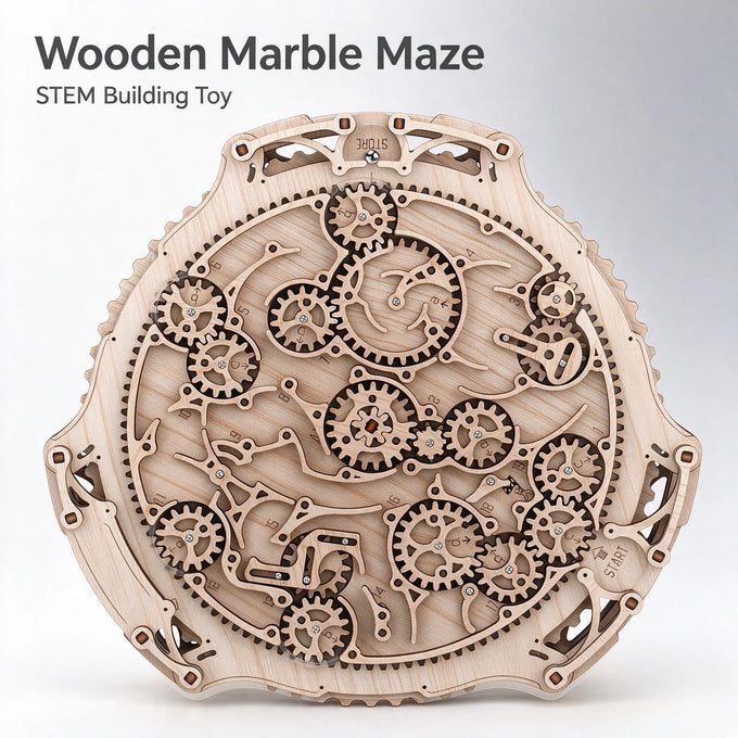 Wooden Gear Maze Marble Run Kit — product image