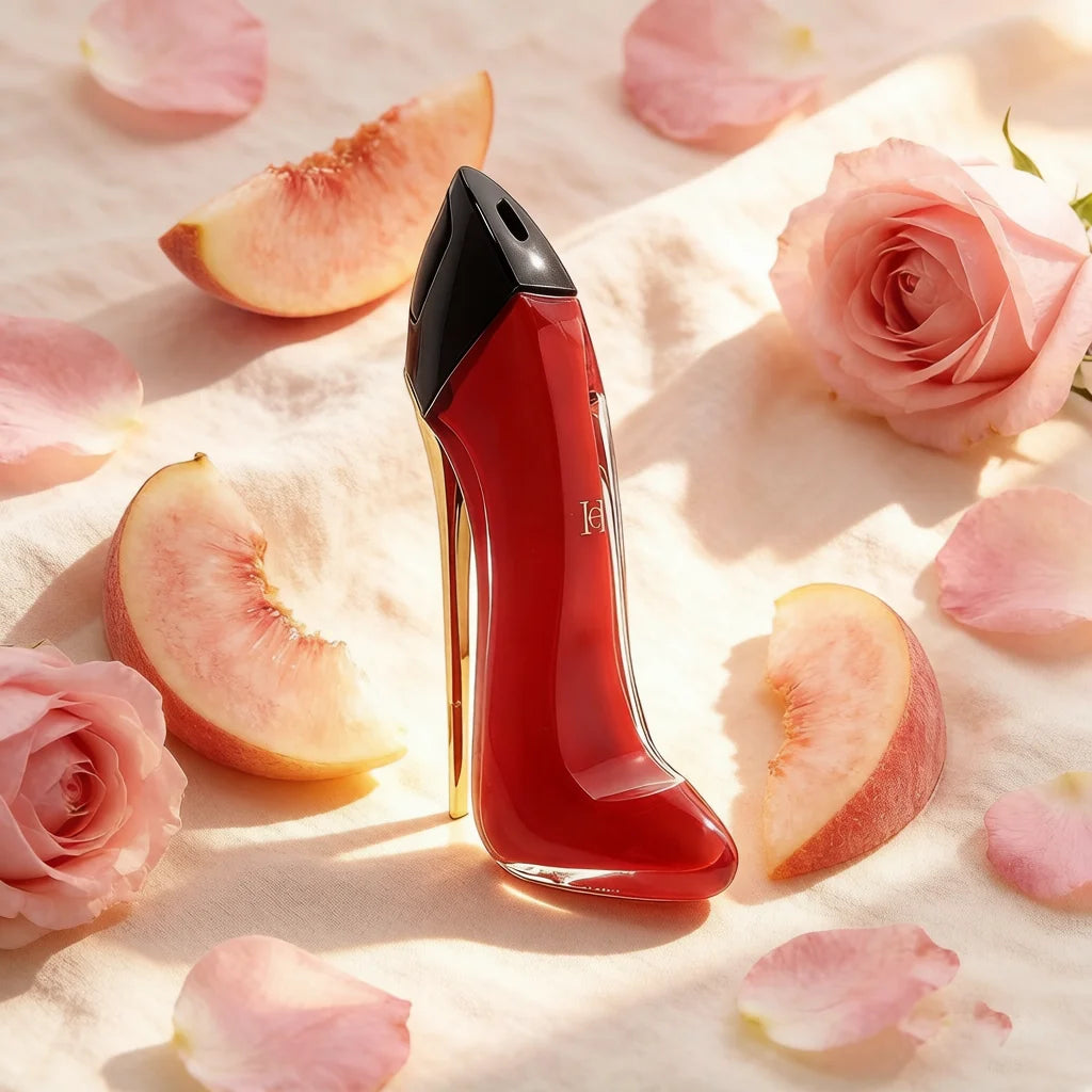 Red High Heel Bottle Eau de Parfum, Juicy Peach Rose Scent, Long Lasting Luxury Women's Perfume for Date Night & Gifting