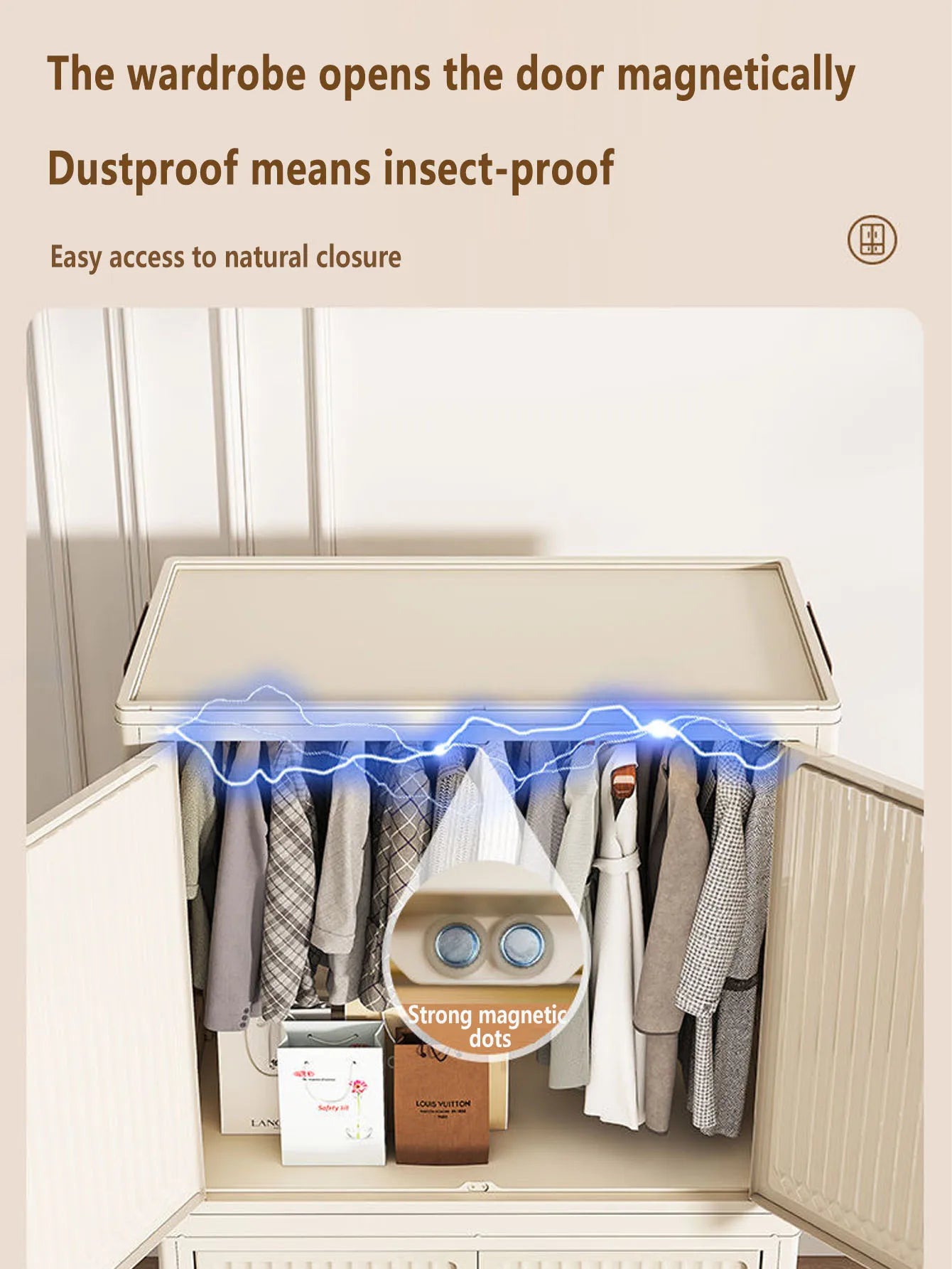 Large Capacity Dustproof Wardrobe Sundries Cabinet Multifunction Folding Storage Cabinet Locker Closet Organizer