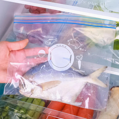 50Pcs Heavy-Duty Double Ziplock Freezer Bags - 10.63×11.02in Clear Food Storage Bags with Write-On Panel for Seafood, Vegetables