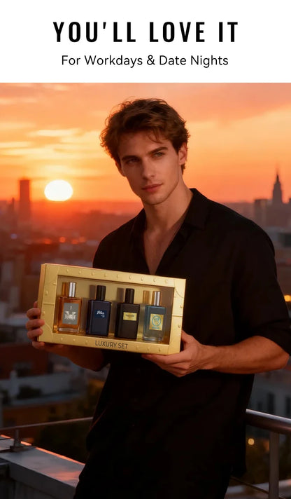 4-Piece men's Perfume Gift Set (0.68oz Each ) - 4Long-Lasting Fruity aroma & Fresh Scents, The Perfect Holiday, Date & Party Gif