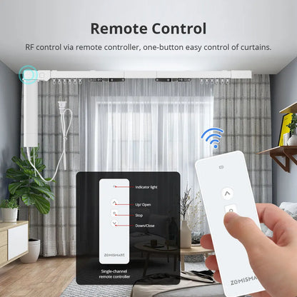 Zemismart Matter Over WiFi Smart Motorized Track Electric Slide Curtain Support HomeKit SmartThing Alexa Google Home APP Control