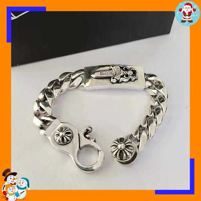 Bracelet Punk Cross Full Flower Domineering Old Sword Hip Hop Rock Fashion Thick Bracelet Men's