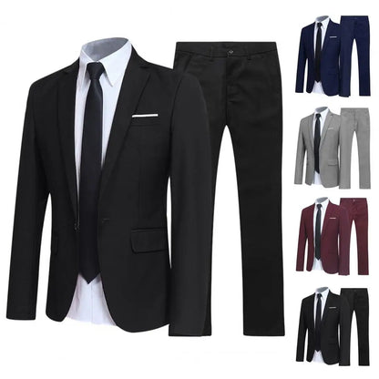 Men Pants Two Pieces Set Commuting Loose Leisure Fashion Office Business Suit Wedding Wear Lapel Formal Groom Suit Set
