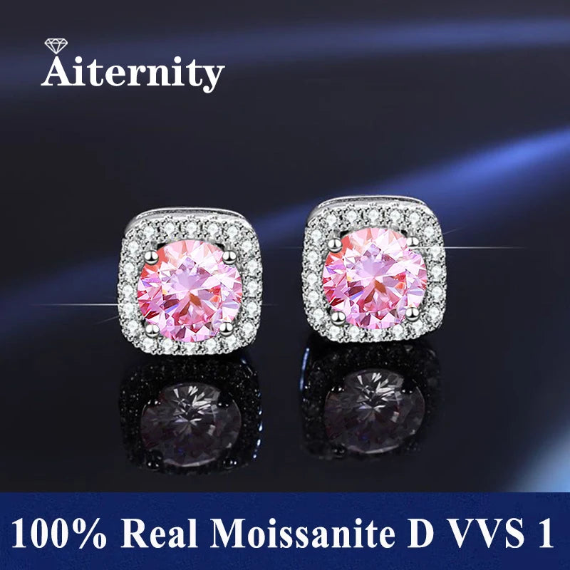 HOT Moissanite S925 Sterling Silver Stud Earrings For Women And Men With 2 Certificates Pass Diamond Test Pen Fine Jewelry