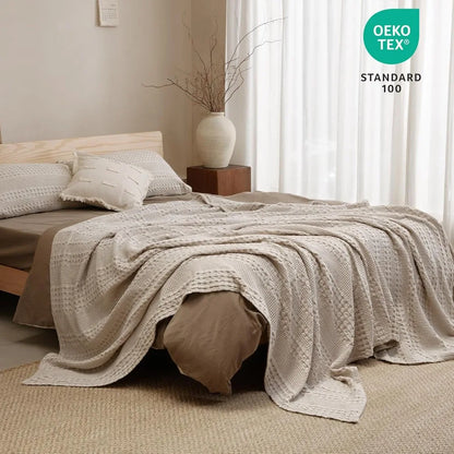 Lightweight Cotton Waffle Blanket King Size 108x90, Soft & Breathable Summer Bedding, Aesthetic Home Decor