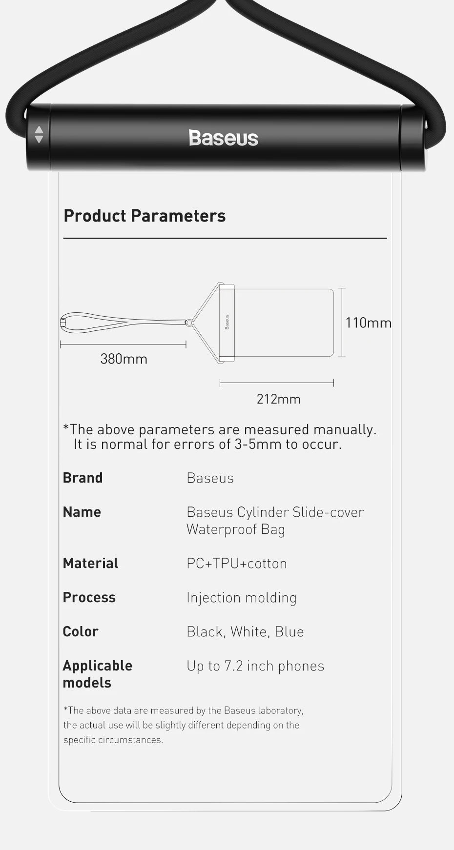 Baseus Waterproof Phone Case Under 7.2 inches For iPhone 12 Pro Max Swim Case IPX8 Universal Cover For Huawei Xiaomi Samsung