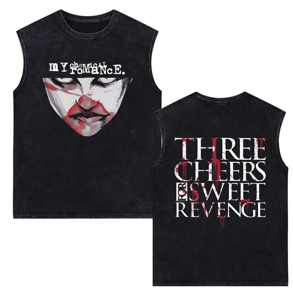 My Chemical Romance Vintage Washed Tank Tops Three Cheers for Sweet Revenge Sleeveless Vest Men Retro Punk Emo Rock Band T-shirt