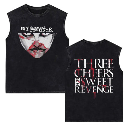 My Chemical Romance Vintage Washed Tank Tops Three Cheers for Sweet Revenge Sleeveless Vest Men Retro Punk Emo Rock Band T-shirt