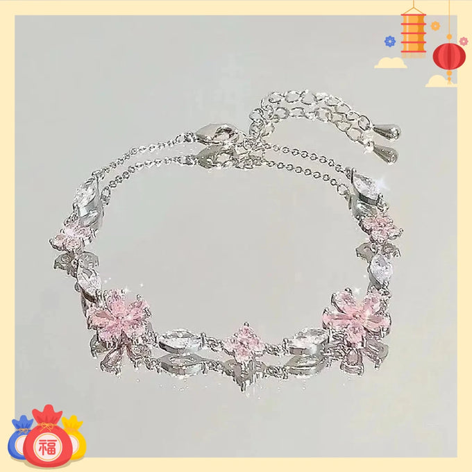 Pink Cherry Blossom Crystal Bracelet — product image