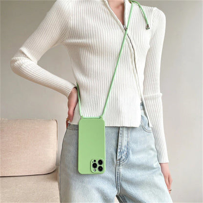 Crossbody Necklace Lanyard Cord Strap Liquid Silicone Case For iPhone 17 16 15 13 11 12 14 Pro Max XS XR X Plus Soft Candy Cover