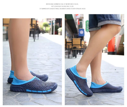 Men's Summer Sandals Clogs Casual Round Toe Slip on Outdoor Geometric Pattern Anti-slip Beach Hole Shoes Plus 46 47 Men Slippers
