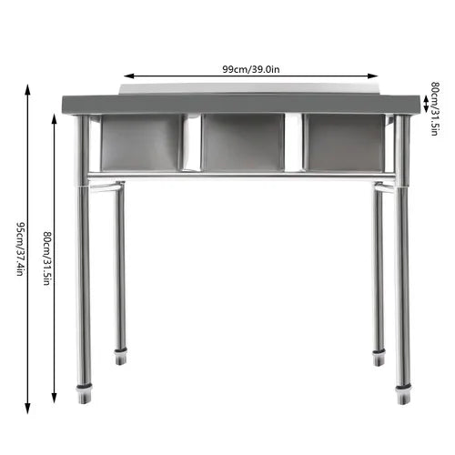 Stainless Steel 3-Compartment Sink for Catering Prep Table, Kitchen Washing Sink