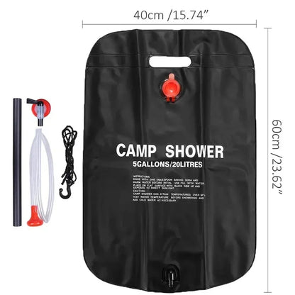 Large Capacity 20L Outdoor Shower Bag Solar Powered Heating for Camping Beach Trip Portable Bath Solution Outdoor Camping