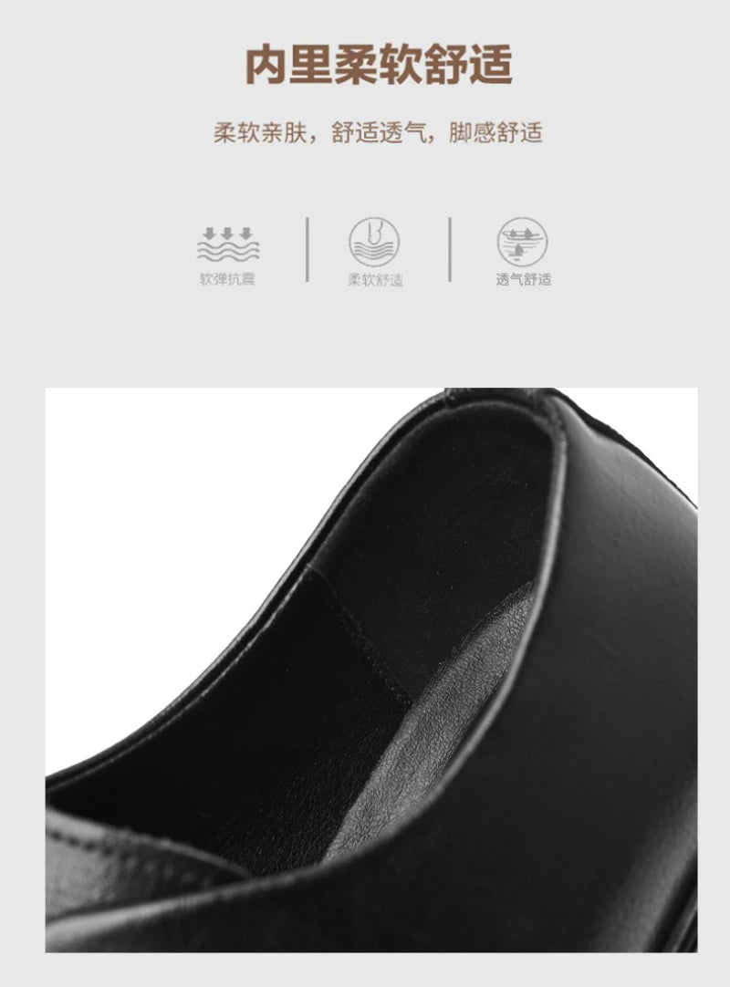 Mens Black Vintage Genuine Leather Lace Up Formal Business Office Groom Wedding Daily Wear Dress Shoes Simple British Style