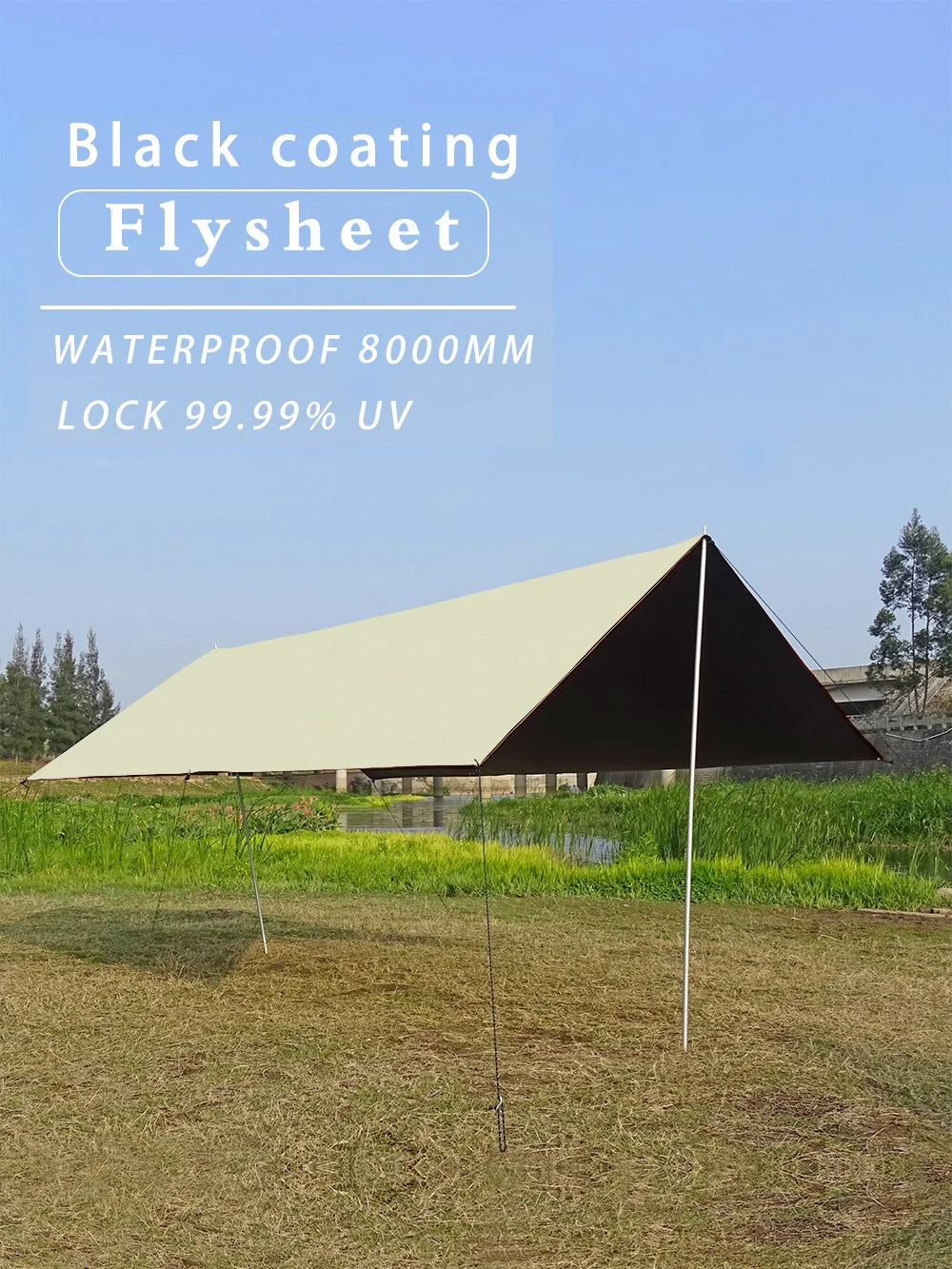 Black Coating Tarp Block 99% UV Ourdoor Camping Waterproof Sun Shelter 3x3 3x4 3x5 Black Coated Beach Sunshade Canopy