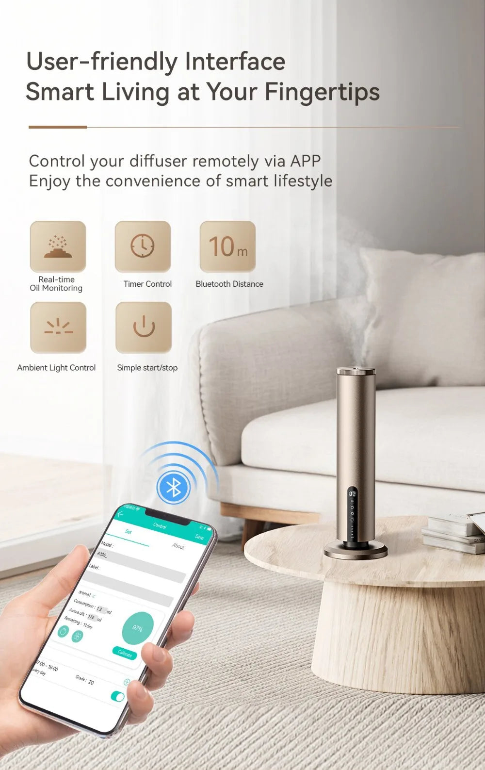 Home Intelligent Aroma Essential Oil Diffuser Aroma Diffuser Machine APP Control Big Coverage Electric Smell for Hotel