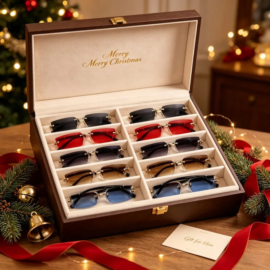 Rimless Rectangle Sunglasses Set — view 1